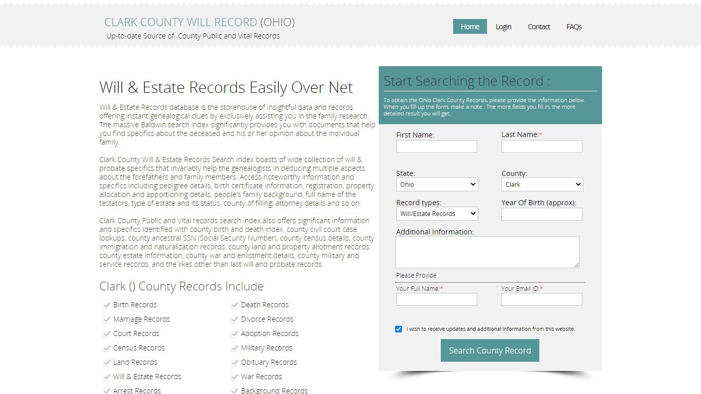 Clark County, Ohio Public Will & Estate Records Index
